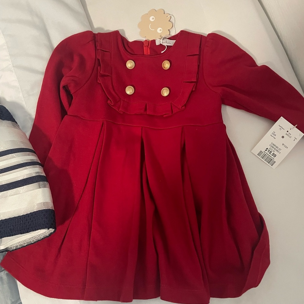 New with tags Red Long Sleeve Dress with Gold Buttons